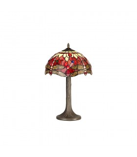 1 Light Tree Like Table Lamp E27 With 30cm Tiffany Shade, Purple, Pink, Crystal, Aged Antique Brass - 1