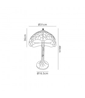 1 Light Tree Like Table Lamp E27 With 30cm Tiffany Shade, Purple, Pink, Crystal, Aged Antique Brass - 2