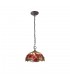 2 Light Downlighter Ceiling Pendant E27 With 30cm Tiffany Shade, Purple, Pink, Crystal, Aged Antique Brass - 1
