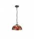 3 Light Downlighter Ceiling Pendant E27 With 30cm Tiffany Shade, Purple, Pink, Crystal, Aged Antique Brass - 1