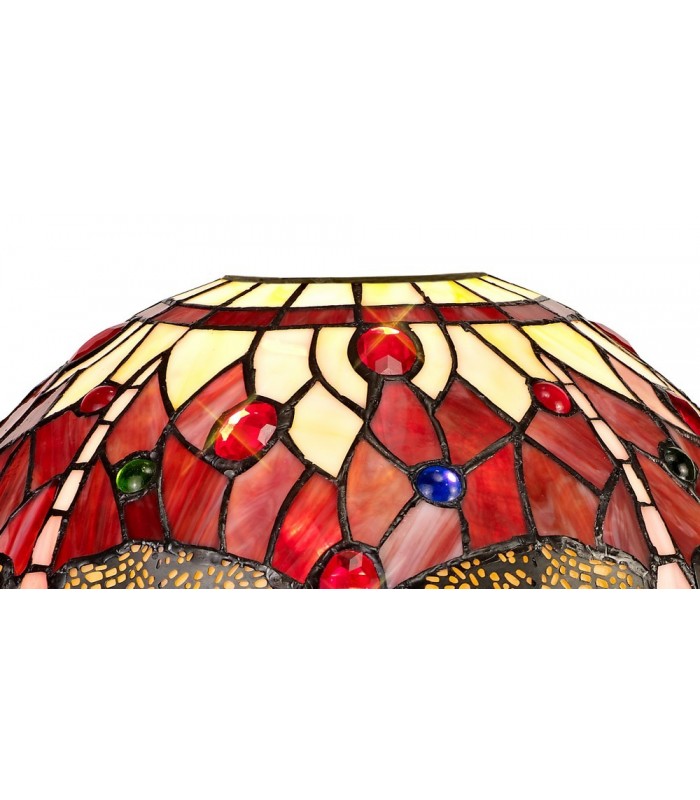 3 Light Downlighter Ceiling Pendant E27 With 30cm Tiffany Shade, Purple, Pink, Crystal, Aged Antique Brass - 3