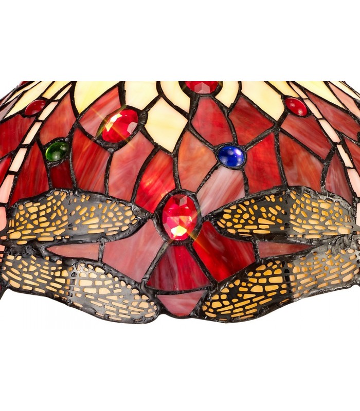 3 Light Downlighter Ceiling Pendant E27 With 30cm Tiffany Shade, Purple, Pink, Crystal, Aged Antique Brass - 5