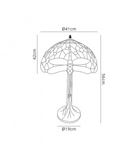 2 Light Tree Like Table Lamp E27 With 40cm Tiffany Shade, Purple, Pink, Crystal, Aged Antique Brass - 2