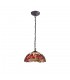 1 Light Downlighter Ceiling Pendant E27 With 40cm Tiffany Shade, Purple, Pink, Crystal, Aged Antique Brass - 1