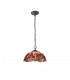 2 Light Downlighter Ceiling Pendant E27 With 40cm Tiffany Shade, Purple, Pink, Crystal, Aged Antique Brass - 1