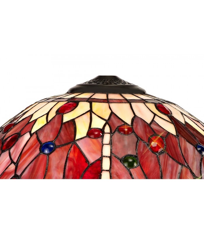 2 Light Downlighter Ceiling Pendant E27 With 40cm Tiffany Shade, Purple, Pink, Crystal, Aged Antique Brass - 3