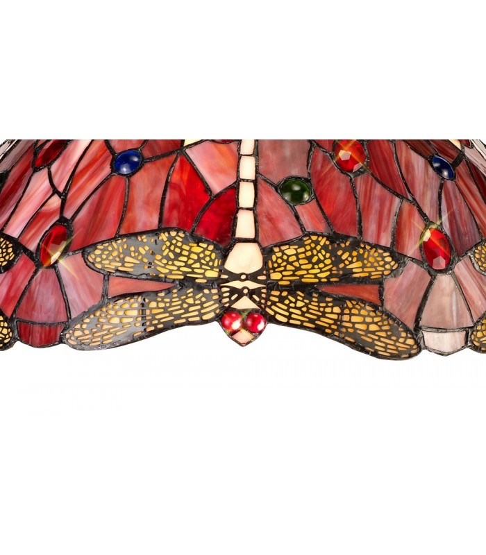 2 Light Downlighter Ceiling Pendant E27 With 40cm Tiffany Shade, Purple, Pink, Crystal, Aged Antique Brass - 4