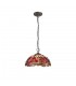 3 Light Downlighter Ceiling Pendant E27 With 40cm Tiffany Shade, Purple, Pink, Crystal, Aged Antique Brass - 1