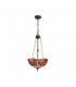 3 Light Uplighter Ceiling Pendant E27 With 40cm Tiffany Shade, Purple, Pink, Crystal, Aged Antique Brass - 1