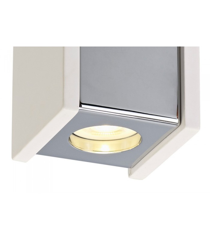 1 Light Ceiling GU10, White Paintable Gypsum With Polished Chrome Cover - 6