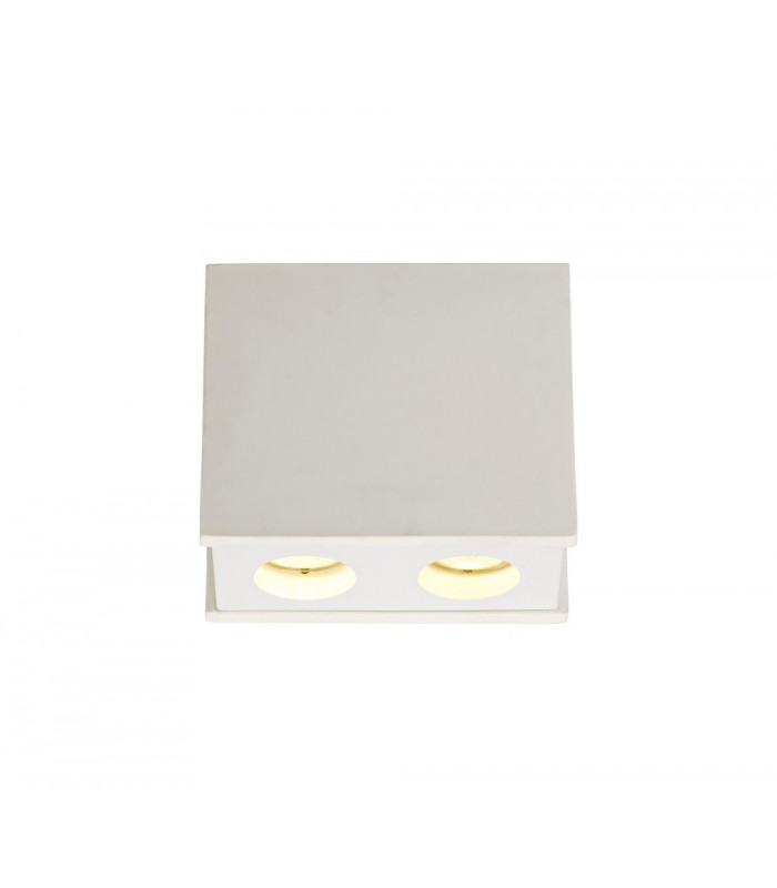 2 Light Ceiling GU10, White Paintable Gypsum With Matt White Cover - 1