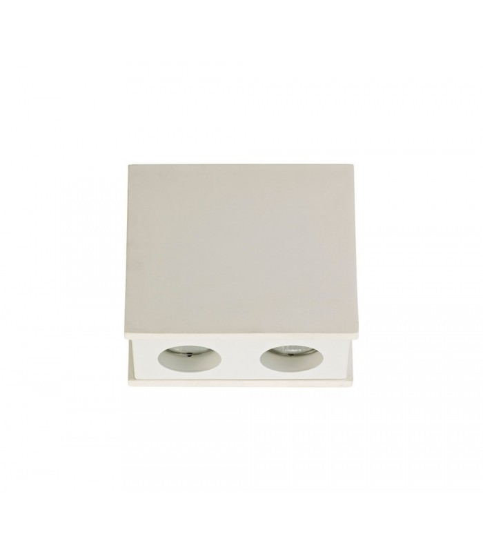 2 Light Ceiling GU10, White Paintable Gypsum With Matt White Cover - 3