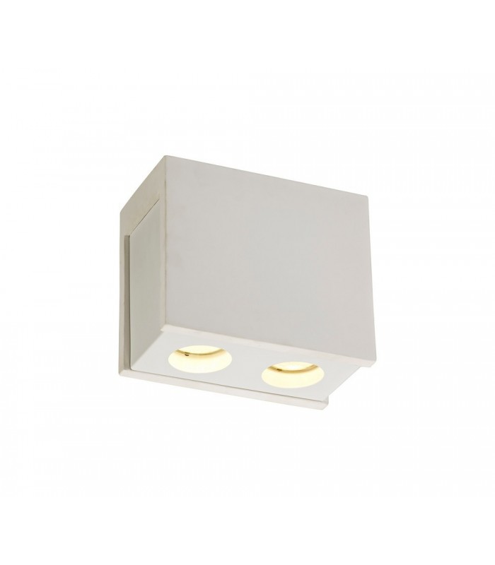 2 Light Ceiling GU10, White Paintable Gypsum With Matt White Cover - 4