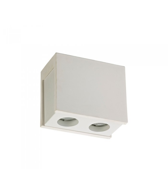 2 Light Ceiling GU10, White Paintable Gypsum With Matt White Cover - 5