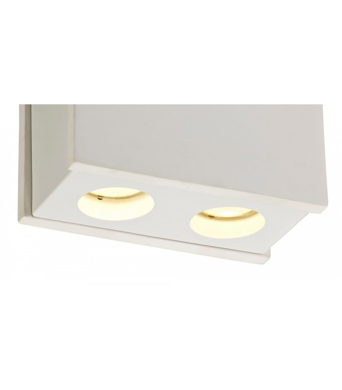 2 Light Ceiling GU10, White Paintable Gypsum With Matt White Cover - 6