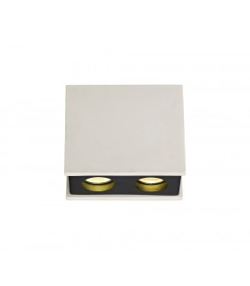 2 Light Ceiling GU10, White Paintable Gypsum With Matt Black Cover - 1