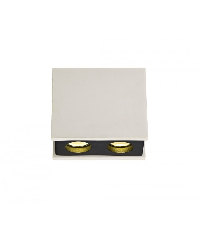 2 Light Ceiling GU10, White Paintable Gypsum With Matt Black Cover - 1