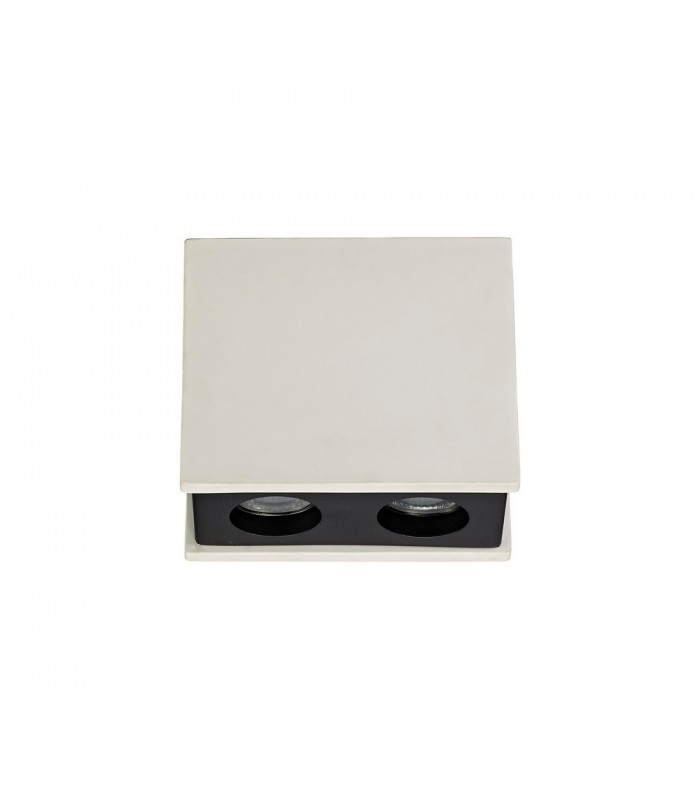 2 Light Ceiling GU10, White Paintable Gypsum With Matt Black Cover - 3