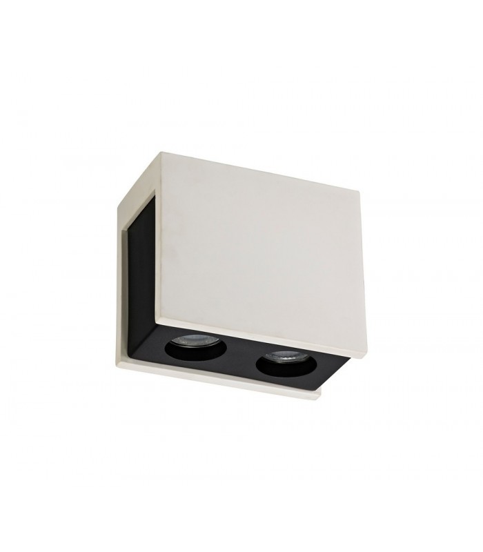 2 Light Ceiling GU10, White Paintable Gypsum With Matt Black Cover - 5