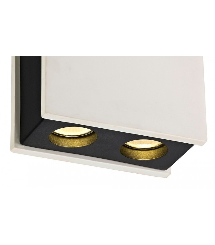 2 Light Ceiling GU10, White Paintable Gypsum With Matt Black Cover - 6