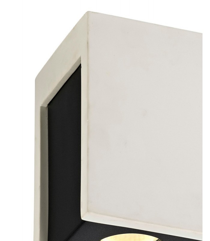 2 Light Ceiling GU10, White Paintable Gypsum With Matt Black Cover - 7