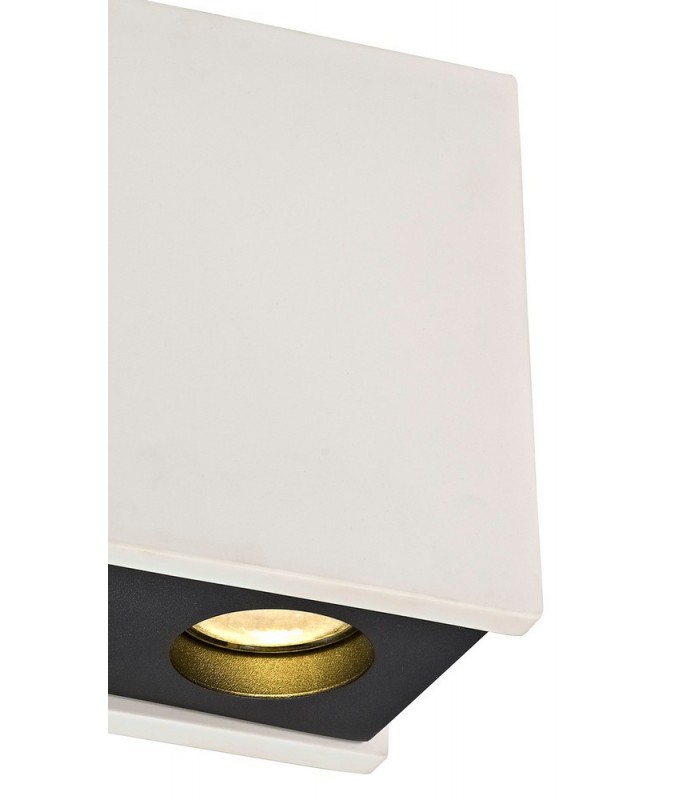 2 Light Ceiling GU10, White Paintable Gypsum With Matt Black Cover - 8