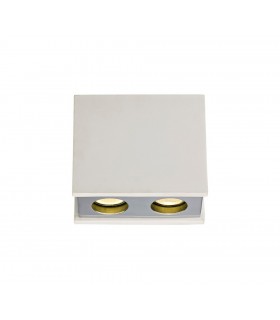 2 Light Ceiling GU10, White Paintable Gypsum With Polished Chrome Cover - 1