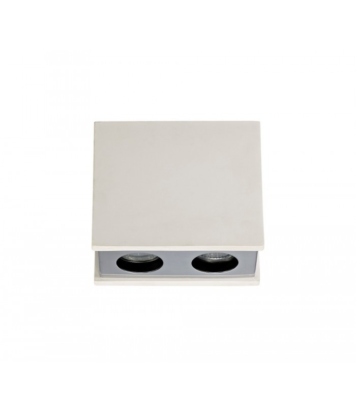 2 Light Ceiling GU10, White Paintable Gypsum With Polished Chrome Cover - 3