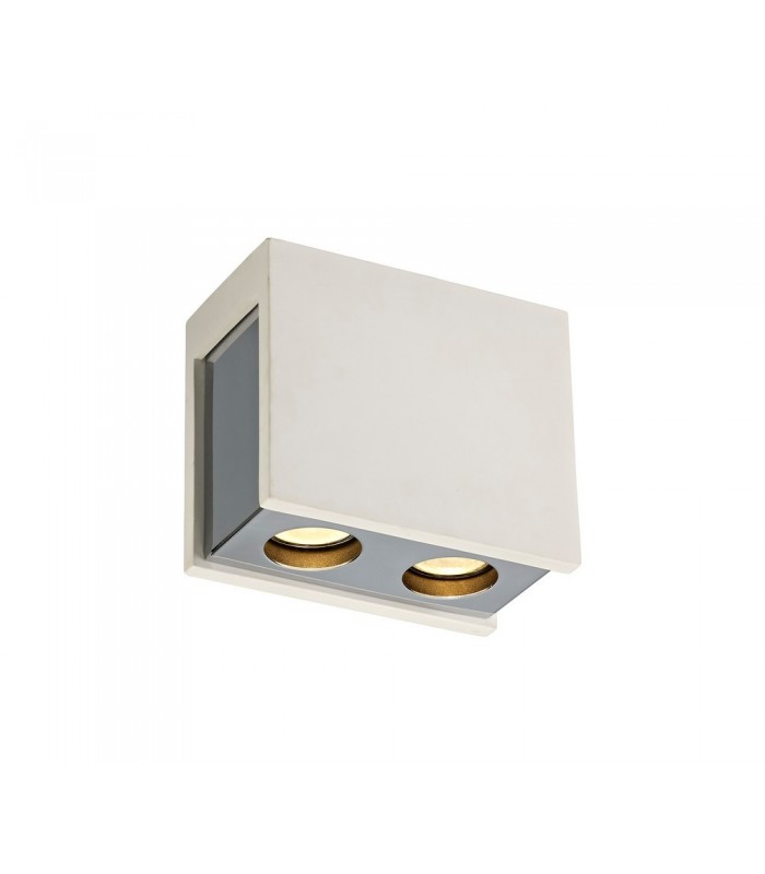 2 Light Ceiling GU10, White Paintable Gypsum With Polished Chrome Cover - 4