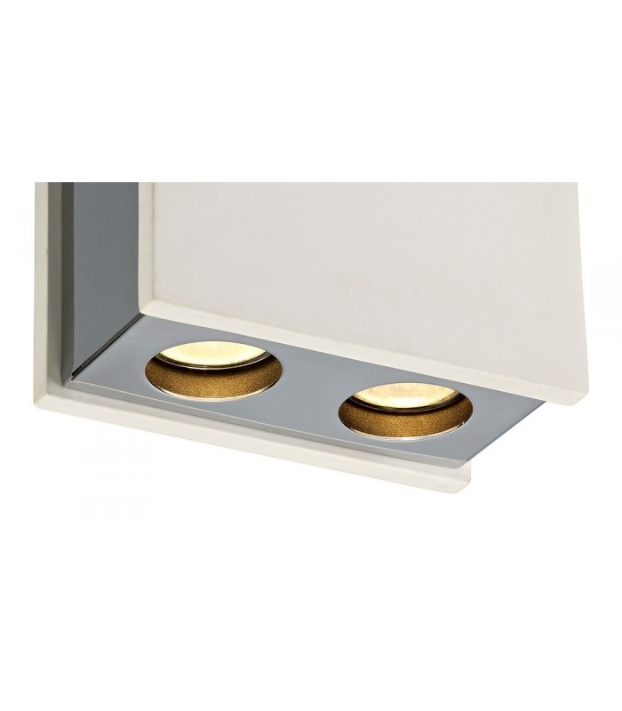 2 Light Ceiling GU10, White Paintable Gypsum With Polished Chrome Cover - 6