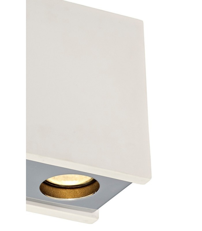 2 Light Ceiling GU10, White Paintable Gypsum With Polished Chrome Cover - 8