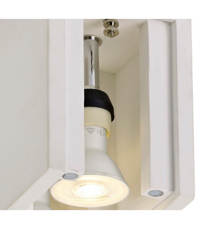 2 Light Ceiling GU10, White Paintable Gypsum With Polished Chrome Cover - 12