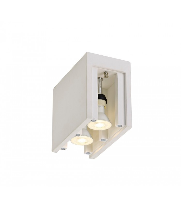 2 Light Ceiling GU10, White Paintable Gypsum With Polished Chrome Cover - 13