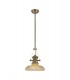 Telescopic Dome Ceiling Pendant E27 With 30cm Round Glass Shade, Antique Brass, Amber - 1