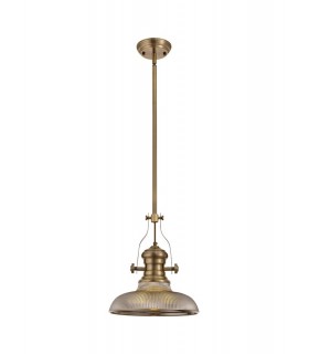 Telescopic Dome Ceiling Pendant E27 With 30cm Round Glass Shade, Antique Brass, Smoked - 1