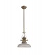 Telescopic Dome Ceiling Pendant E27 With 30cm Round Glass Shade, Antique Brass, Clear - 3