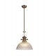 Telescopic Dome Ceiling Pendant E27 With 38cm Dome Glass Shade, Antique Brass, Clear - 1