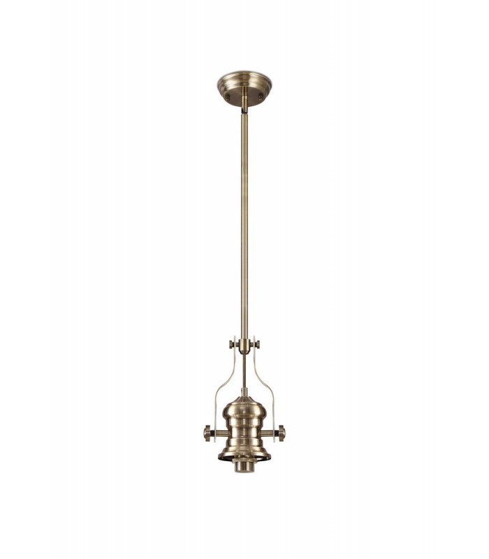 Telescopic Dome Ceiling Pendant E27 With 30cm Flat Round Glass Shade, Antique Brass, Clear - 9