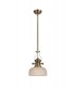 Telescopic Dome Ceiling Pendant E27 With 26.5cm Prismatic Glass Shade, Antique Brass, Clear - 1