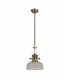 Telescopic Dome Ceiling Pendant E27 With 26.5cm Prismatic Glass Shade, Antique Brass, Clear - 3
