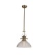 Telescopic Dome Ceiling Pendant E27 With 33.5cm Prismatic Glass Shade, Antique Brass, Clear - 1
