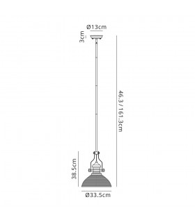 Telescopic Dome Ceiling Pendant E27 With 33.5cm Prismatic Glass Shade, Antique Brass, Clear - 2