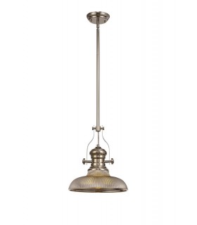 Telescopic Dome Ceiling Pendant E27 With 30cm Round Glass Shade, Polished Nickel, Smoked - 1