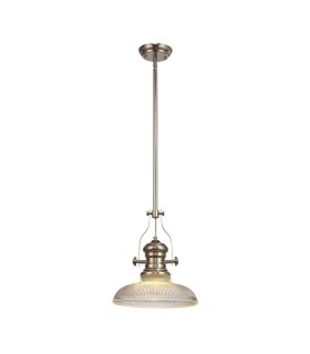 Telescopic Dome Ceiling Pendant E27 With 30cm Round Glass Shade, Polished Nickel, Clear - 1
