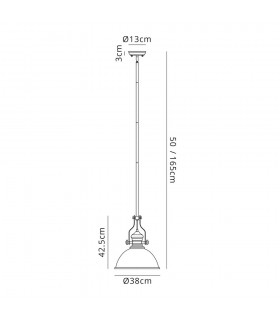 Telescopic Dome Ceiling Pendant E27 With 38cm Dome Glass Shade, Polished Nickel, Clear - 2