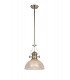 1 Light Telescopic Ceiling Pendant E27 With 30cm Prismatic Glass Shade, Polished Nickel, Clear - 1
