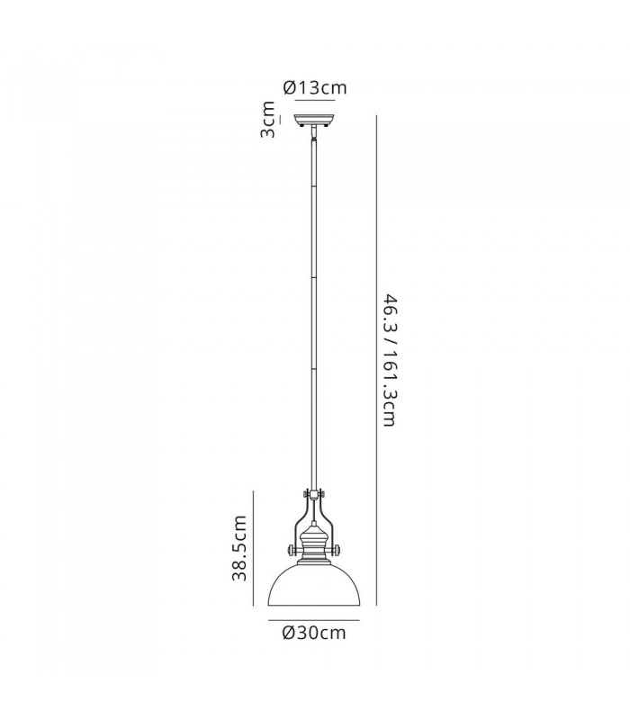 1 Light Telescopic Ceiling Pendant E27 With 30cm Prismatic Glass Shade, Polished Nickel, Clear - 2