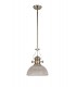 1 Light Telescopic Ceiling Pendant E27 With 30cm Prismatic Glass Shade, Polished Nickel, Clear - 3