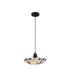 1 Light Ceiling Pendant E27 With 35cm Tiffany Shade, Red, Clear Crystal, Black - 1