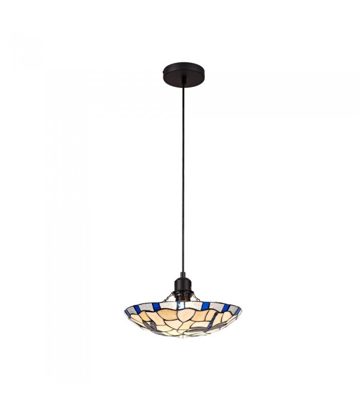 1 Light Ceiling Pendant E27 With 35cm Tiffany Shade, Red, Clear Crystal, Black - 1